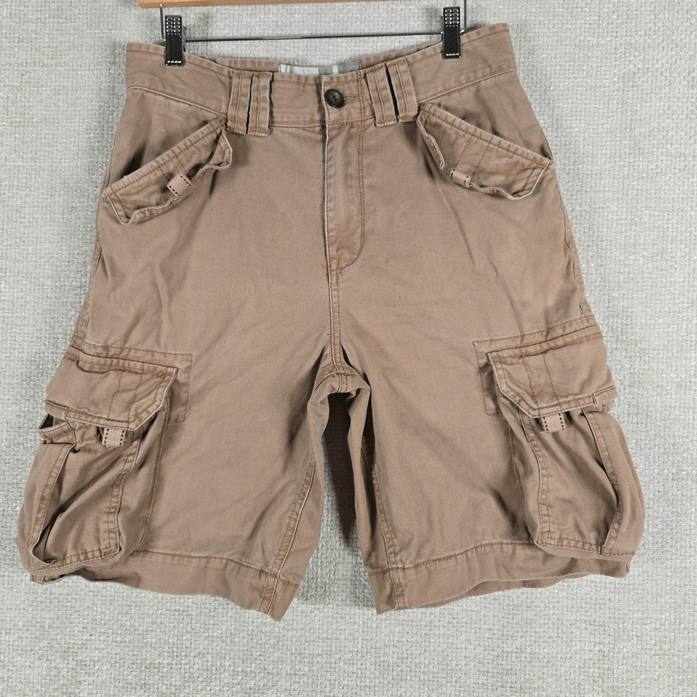 G&N Mens Cargo Shorts 30 Brown Cotton Heavy Duty Relaxed Fit 10 Inseam Casual